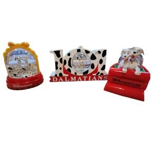 Lot of 3 Vintage 1996 McDonald's 101 Dalmatians Snow Domes w/boxes